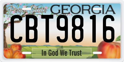 GA license plate CBT9816