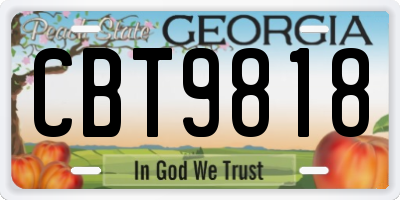 GA license plate CBT9818