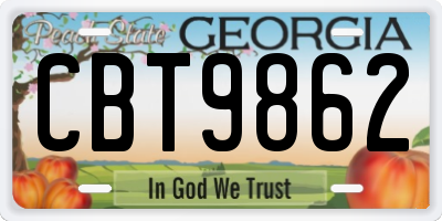 GA license plate CBT9862
