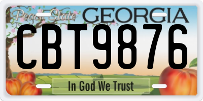 GA license plate CBT9876