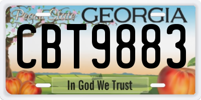 GA license plate CBT9883