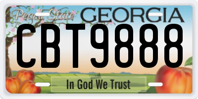 GA license plate CBT9888