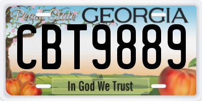 GA license plate CBT9889