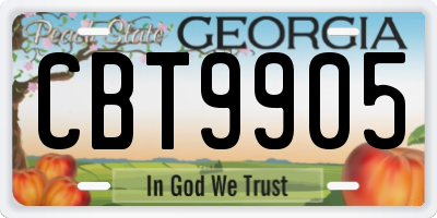GA license plate CBT9905