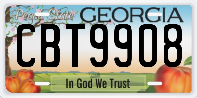 GA license plate CBT9908