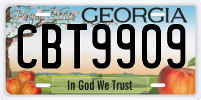 GA license plate CBT9909