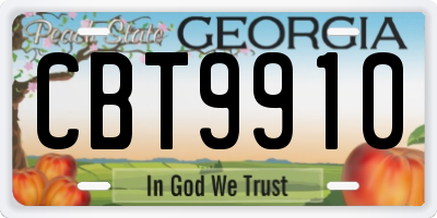 GA license plate CBT9910