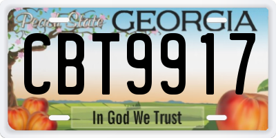 GA license plate CBT9917