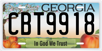 GA license plate CBT9918