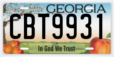 GA license plate CBT9931