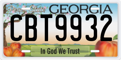 GA license plate CBT9932