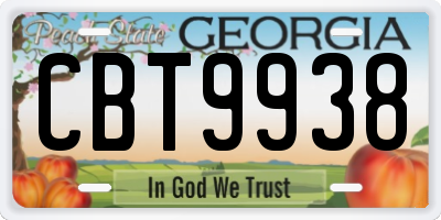 GA license plate CBT9938