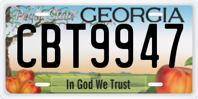 GA license plate CBT9947