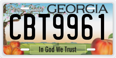 GA license plate CBT9961