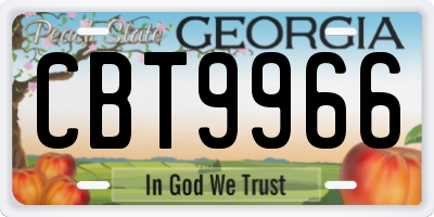 GA license plate CBT9966