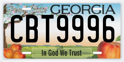 GA license plate CBT9996
