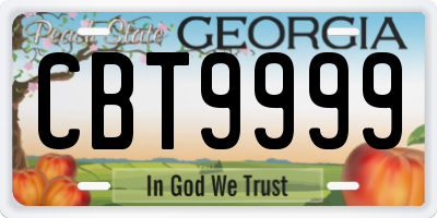 GA license plate CBT9999
