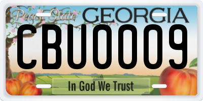 GA license plate CBU0009
