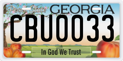 GA license plate CBU0033