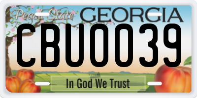GA license plate CBU0039