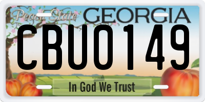 GA license plate CBU0149