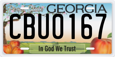 GA license plate CBU0167