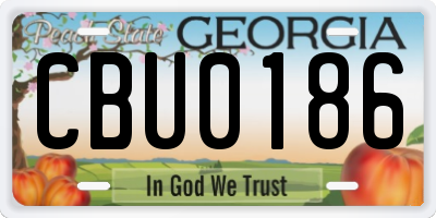 GA license plate CBU0186