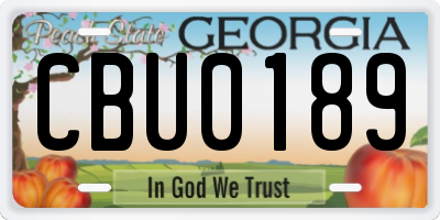 GA license plate CBU0189