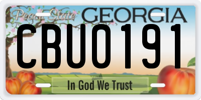 GA license plate CBU0191