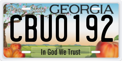 GA license plate CBU0192