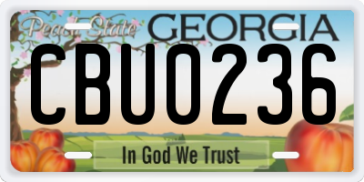 GA license plate CBU0236