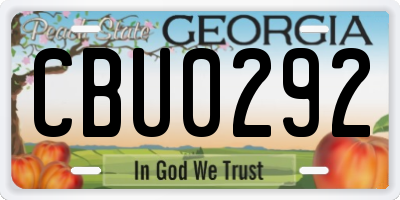 GA license plate CBU0292