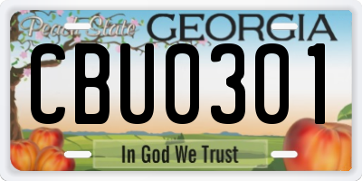 GA license plate CBU0301