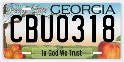 GA license plate CBU0318