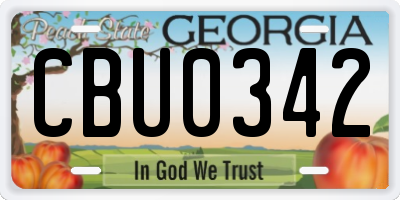 GA license plate CBU0342