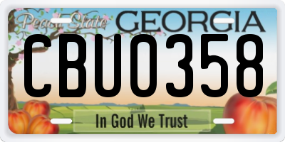 GA license plate CBU0358
