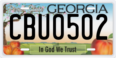 GA license plate CBU0502