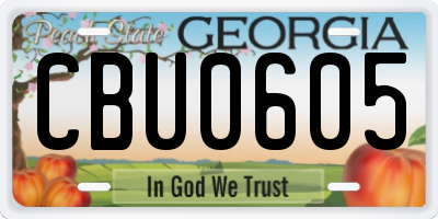 GA license plate CBU0605