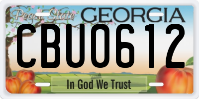 GA license plate CBU0612
