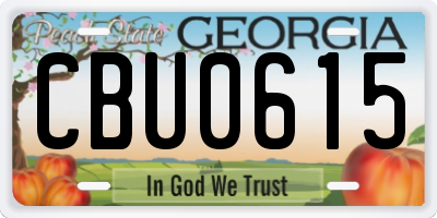 GA license plate CBU0615