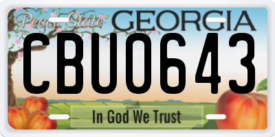 GA license plate CBU0643