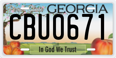 GA license plate CBU0671