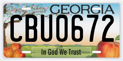 GA license plate CBU0672