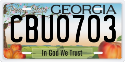 GA license plate CBU0703