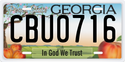 GA license plate CBU0716