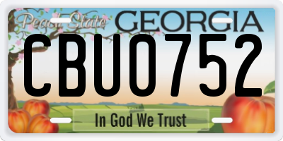 GA license plate CBU0752