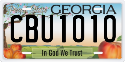 GA license plate CBU1010
