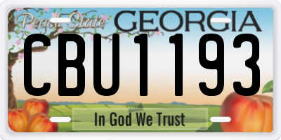 GA license plate CBU1193