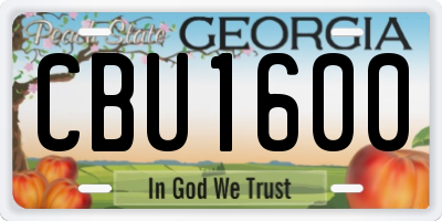 GA license plate CBU1600