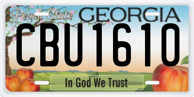 GA license plate CBU1610